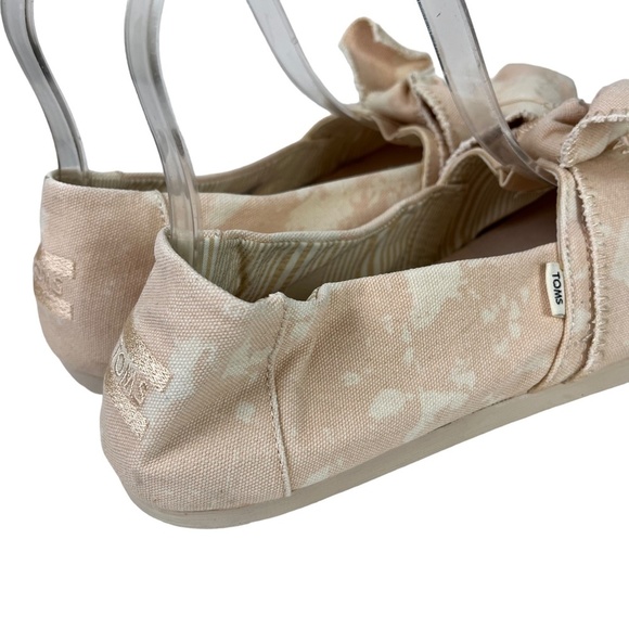 TOMS Light Pink White Bow Canvas Slip On Loafers Sneakers Casual Shoes sz 10 - Picture 12 of 16